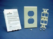 Leviton Quickport Snap-In 4-Port Wallplate Insert Duplex 106 Almond 40898-ABR picture