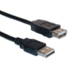 6 ft USB 2.0 AA MF Top Quality Black Extension 2 pack picture