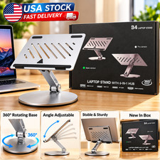 360° Aluminum Laptop Stand 6-in-1 USB-C Hub HDMI 4K 100W PD Adjustable Silver picture