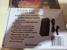 (Qty 1) LAN-Power LP-2535 Single Port High Power PoE+ 35 Watt Midspan Injector picture