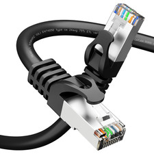 Cat6A Ethernet Cable (150 ft, Black) 10Gbps Snagless Long Shielded SSTP, SFTP Sh picture