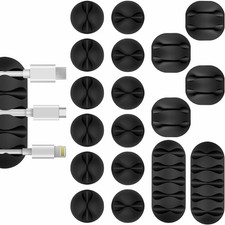 18-Pack Black Cable Clips – Cord Holder for Phone, Charger, Desk & Office picture