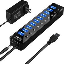 Powered USB 3.0 Hub, atolla 10 Ports USB Data Hub Splitter with Individual ON/Of picture