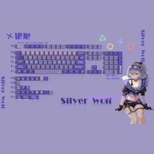 Honkai: Star Rail Silver Wolf PBT Keycaps For Cherry Mechanical Keyboard 126Keys picture