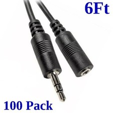 100 PCS 6Ft 3.5mm Stereo Audio Extension Cable Male to Female M/F MP3 1/8