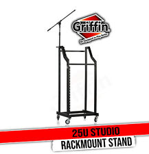 GRIFFIN Rack Mount Cart Stand & Top Mixer Platform 25U Rolling Music Studio Case picture