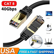 Cat 8 Ethernet RJ45 Cable 40Gbps Super Speed Patch LAN Network Gold Plated 50ft picture