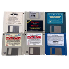 Game Lot 3.5” Floppy Disk Monopoly Tom Jerry Banner Blue Movie Guide Microsoft picture