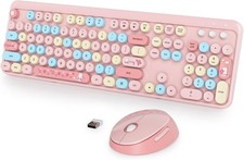 Pink Wireless Retro Typewriter Keyboard 2.4GHz Full Size Cute Keyboard Retro picture