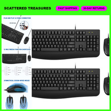 Ergonomic Wired Keyboard & Mouse Combo with Palm Rest - 2 Pack, Comfortable Desi picture