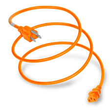 Nema 5-15P to C13 15A 125V 14/3 SJT Power Cord - Orange - 6ft picture