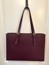 Lovevook Burgundy Laptop Tote Bag Vegan Leather with Charging Port picture