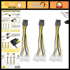 3-Pack 8 Pin PCIe to Dual Molex Adapter Cable - Power Supply Connector picture