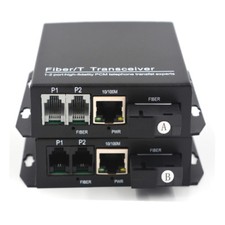 2 POTS Telephone RJ11 100M Ethernet over Fiber Optic Converter SM up 20Km A pair picture