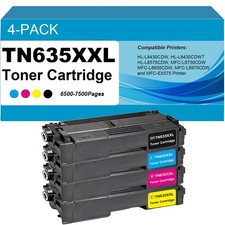 TN635XXL Super High Yield Toner Cartridge,Black,Cyan,Magenta,Yellow,4-Pack picture