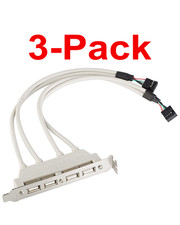 Dual 9pin Motherboard Header to USB 2.0 4-Port Rear Bracket (3-Pack) picture