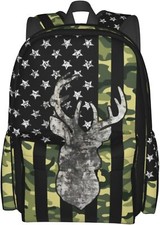 Camo Hunting American Flag Backpack Bookbag For Vintage  picture