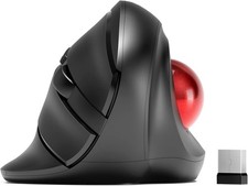Black Wireless Trackball Mouse Ergonomic Vertical Rollerball Thumb Control picture