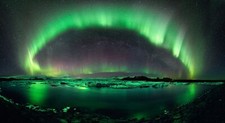 Landscape aurorae lake iceland ice sky stars Custom Gaming Mat Desk picture