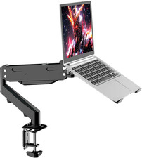 2 in 1 Laptop Desk Mount with Gas Spring Arm, Monitor Laptop Stand for 12-17 Inc picture