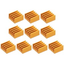 10Pcs, Heatsink 9x9x5mm Aluminum Heat Sink w/ Thermal Blue Sticker Gold picture