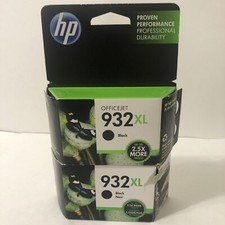 2- Genuine HP 932XL Black Ink Cartridge - Factory Sealed, Exp 11/2015 & 11/2018 picture