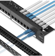 Rapink Patch Panel 24 Port Cat6A with Inline Keystone 10G Support, Coupler Patch picture