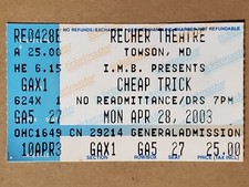 CHEAP TRICK CONCERT TICKET STUB 2003 TOUR RECHER THEATRE TOWSON MD picture