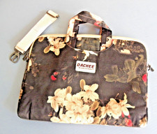 DACHEE Floral Laptop Sleeve Padded Bag Case Pouch Black Cream Flowers 12