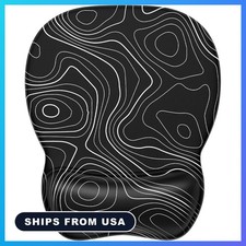 Ergonomic Mouse Pad Gel Wrist Rest, 9.4 x 8.1 in, Black Topographic picture