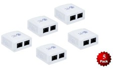 5 Pack  2-Port CAT5e RJ45 Surface Mount Box Double Duplex 110 Punch Down Cable picture