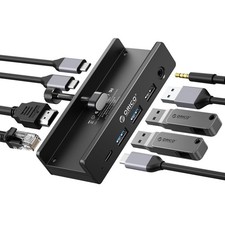 Clip Docking Station, 8-in-1 Clamp USB C Hub with 4K@60Hz HDMI, 100W PD, Giga... picture