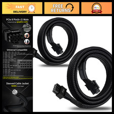 2-Pack 8 Pin PCIe Power Cable Adapter - 25-inch Sleeved (6+2) Male PCI Express picture