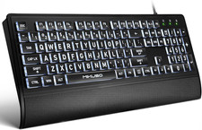 Large Print Backlit Keyboard for Seniors,Visually Impaired-High Contrast Black K picture
