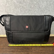 SWISS GEAR Laptop Messenger Shoulder Bag Leather and Nylon XRTA straps picture