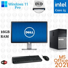 WINDOWS 11 PC Dell Desktop Monitor Computer PC DVD Core i5 16GB 1TB SSD OFFICE21 picture