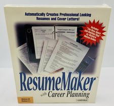 Resume Maker With Career Planning-3 1/2 Discs Windows 95 Windows 3.1 Vintage NOS picture