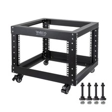 RIVECO 6U Open Frame Server Rack with Wheels- Heavy Duty 4 Post Quick Assembl... picture