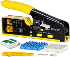 Pass through RJ45 Crimp Tool Kit All-In-One Ethernet Crimper Cat7 Cat6 Cat5 C... picture