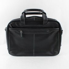 Levenger Black Faux Leather 16in Laptop Luggage Bag Briefcase Travel Case picture