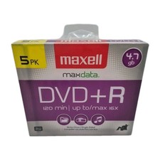 Maxwell 4.7 GB DVD+R 5 Pack pk DVD-R 120 Minutes Up To Max 16x Music Video New picture