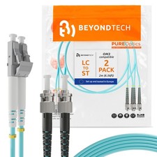 BEYONDTECH 2m (6.56ft) LC ST Fiber Patch Cable (2-Pack) UPC Multimode Duplex picture