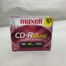 Maxell CD-R Music 80 Min 700MB 32x Blank Recordable Media 10 Pack Slim Cases picture