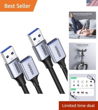 High-Speed 2 Pack USB 3.0 Extension Cable 3FT - Durable Nylon Braided Design picture