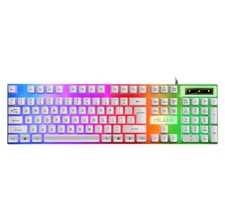 Wired Backlit Gaming Keyboard 104-Key Rainbow LED Full-Size USB Silent Office picture