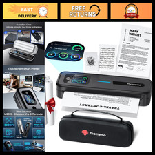 Inkless Portable Printer with Touchscreen, Case & 3 Rolls of Paper - Compact & V picture
