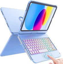 FUWANG Touch Keyboard Case for iPad 10th Generation 10.9 inch 2022, 360° Blue  picture