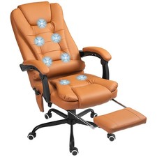 Vibrating Massage Office Chair 7 Point High Back Light Brown Vinsetto picture