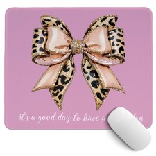 Pink Leopard Bow Mouse Pad,Coquette Pink Cheetah Bow Desk Pad,Girly Preppy Po... picture
