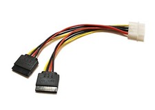 SATA Power Y Splitter 2 x SATA 15 pin from Molex 4 pin 7.6 inches 18 AWG picture